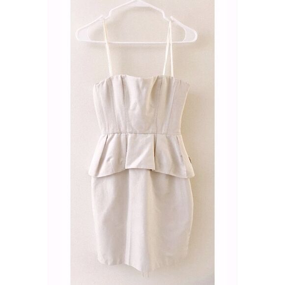 NWOT BCBGMaxAzria Avanti Gray Strapless Peplum Dress - Picture 2 of 6